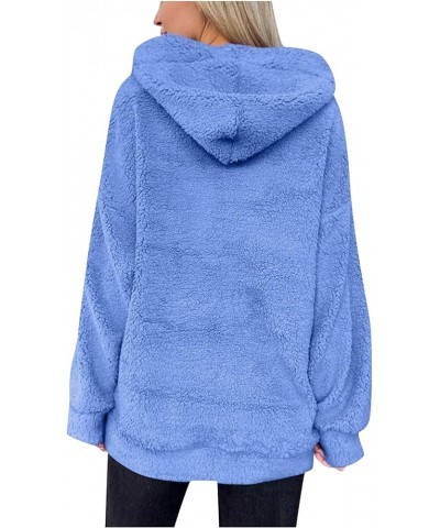 Women Oversized Sherpa Fleece Hoodies Long Sleeve Casual Hooded Pullover Drawstraing Warm Sweatshirts with Pocket 03 Blue $11...