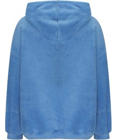 Women Oversized Sherpa Fleece Hoodies Long Sleeve Casual Hooded Pullover Drawstraing Warm Sweatshirts with Pocket 03 Blue $11...