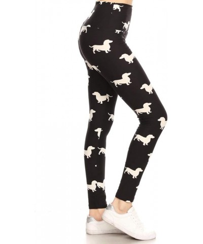 High Waisted Checkered & Animal Print Leggings for Women - Regular, Plus, 1X3X, 3X5X 5" Yoga Wiener Dog $6.83 Leggings