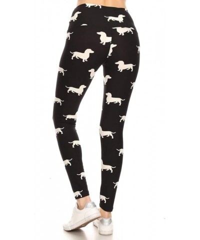 High Waisted Checkered & Animal Print Leggings for Women - Regular, Plus, 1X3X, 3X5X 5" Yoga Wiener Dog $6.83 Leggings