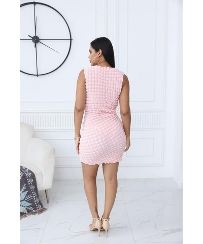 Women Sexy Waist Hollow Out Drawstring Dress Crew Neck Y2k Long Sleeve Club Party Short Dress 92pink $22.94 Dresses