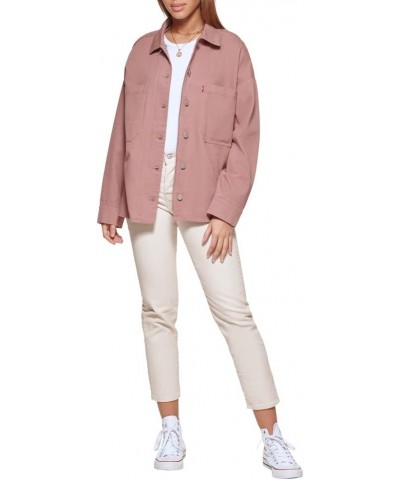 Women's Bull Twill Cotton Shirt Jacket Rose Mist $36.69 Jackets