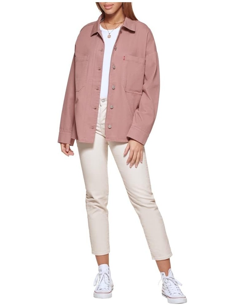 Women's Bull Twill Cotton Shirt Jacket Rose Mist $36.69 Jackets