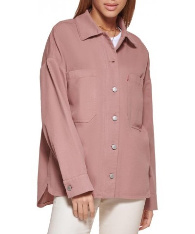 Women's Bull Twill Cotton Shirt Jacket Rose Mist $36.69 Jackets