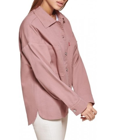 Women's Bull Twill Cotton Shirt Jacket Rose Mist $36.69 Jackets