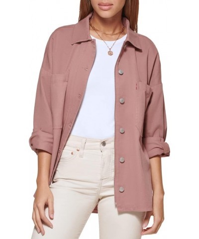 Women's Bull Twill Cotton Shirt Jacket Rose Mist $36.69 Jackets