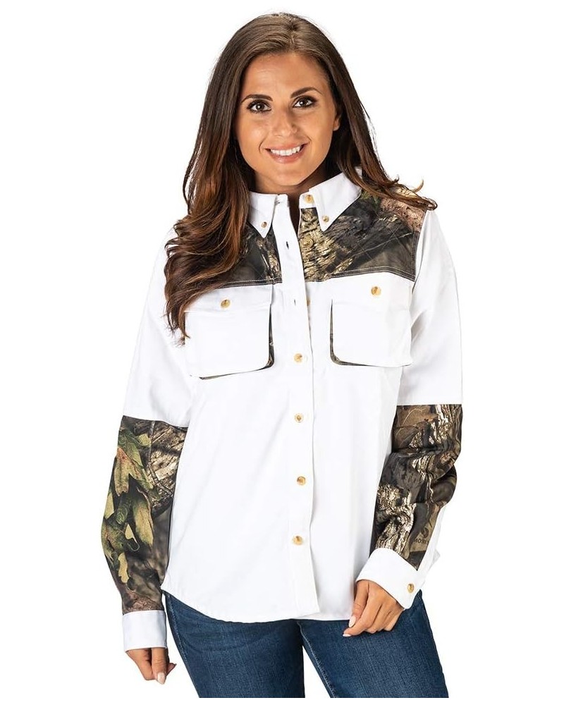 Women's Signature Cotton Twill Rugged Field Hunting Shooting Shirt, Mossy Oak Camo Breakup Country - White $32.95 Blouses