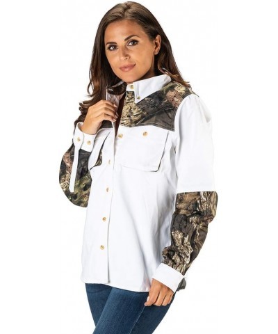 Women's Signature Cotton Twill Rugged Field Hunting Shooting Shirt, Mossy Oak Camo Breakup Country - White $32.95 Blouses