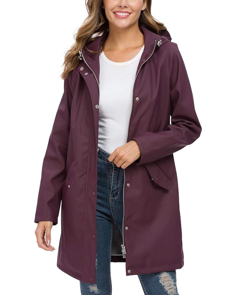 Raincoat Women, Rain Jacket Waterproof Raincoat Hooded Windbreaker Outdoor Long Active Long-darkpurple $18.45 Jackets