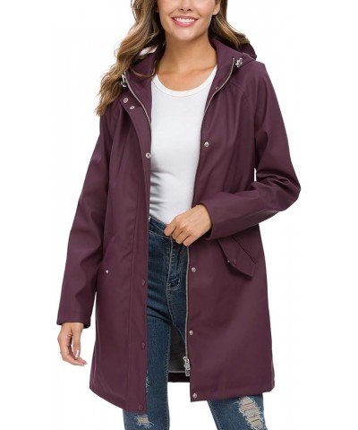 Raincoat Women, Rain Jacket Waterproof Raincoat Hooded Windbreaker Outdoor Long Active Long-darkpurple $18.45 Jackets