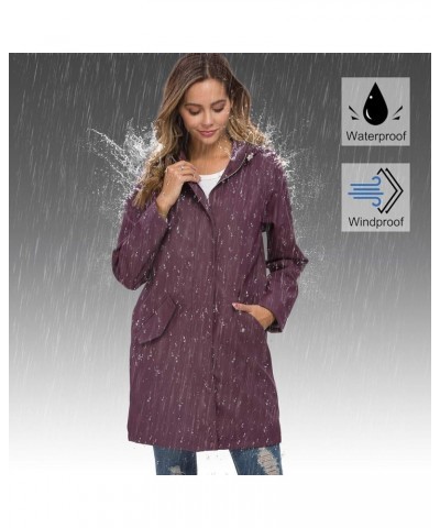 Raincoat Women, Rain Jacket Waterproof Raincoat Hooded Windbreaker Outdoor Long Active Long-darkpurple $18.45 Jackets