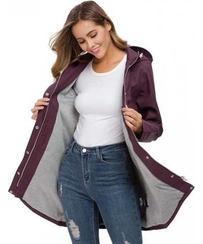 Raincoat Women, Rain Jacket Waterproof Raincoat Hooded Windbreaker Outdoor Long Active Long-darkpurple $18.45 Jackets