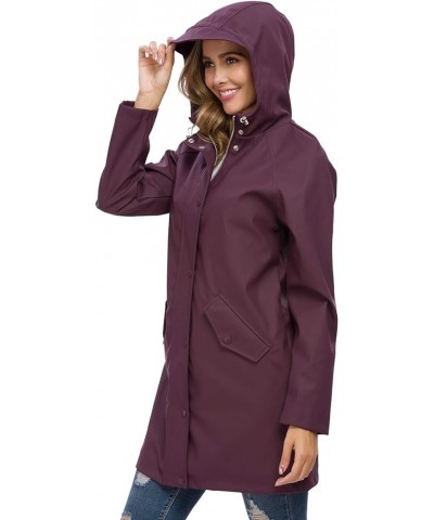 Raincoat Women, Rain Jacket Waterproof Raincoat Hooded Windbreaker Outdoor Long Active Long-darkpurple $18.45 Jackets