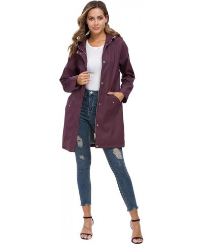 Raincoat Women, Rain Jacket Waterproof Raincoat Hooded Windbreaker Outdoor Long Active Long-darkpurple $18.45 Jackets