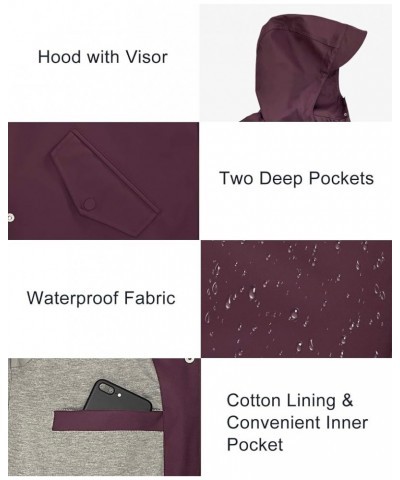 Raincoat Women, Rain Jacket Waterproof Raincoat Hooded Windbreaker Outdoor Long Active Long-darkpurple $18.45 Jackets