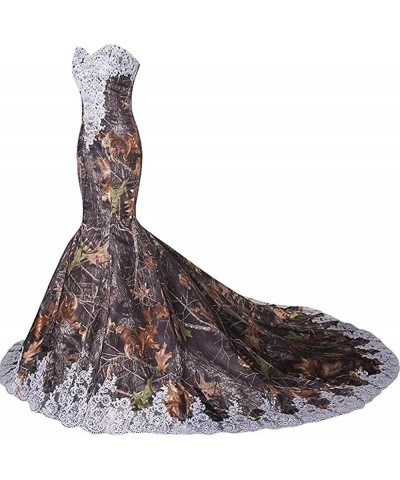 Camouflage Lace Mermaid Wedding Dresses for Women Camo Evening Prom Dress Long Style2-turquoise $42.50 Dresses