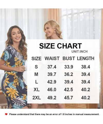 Womens 2024 Casual Dresses Summer Short Sleeve Work T Shirt Dress with Pockets Hide Belly Rosa Banksiae $10.29 Dresses