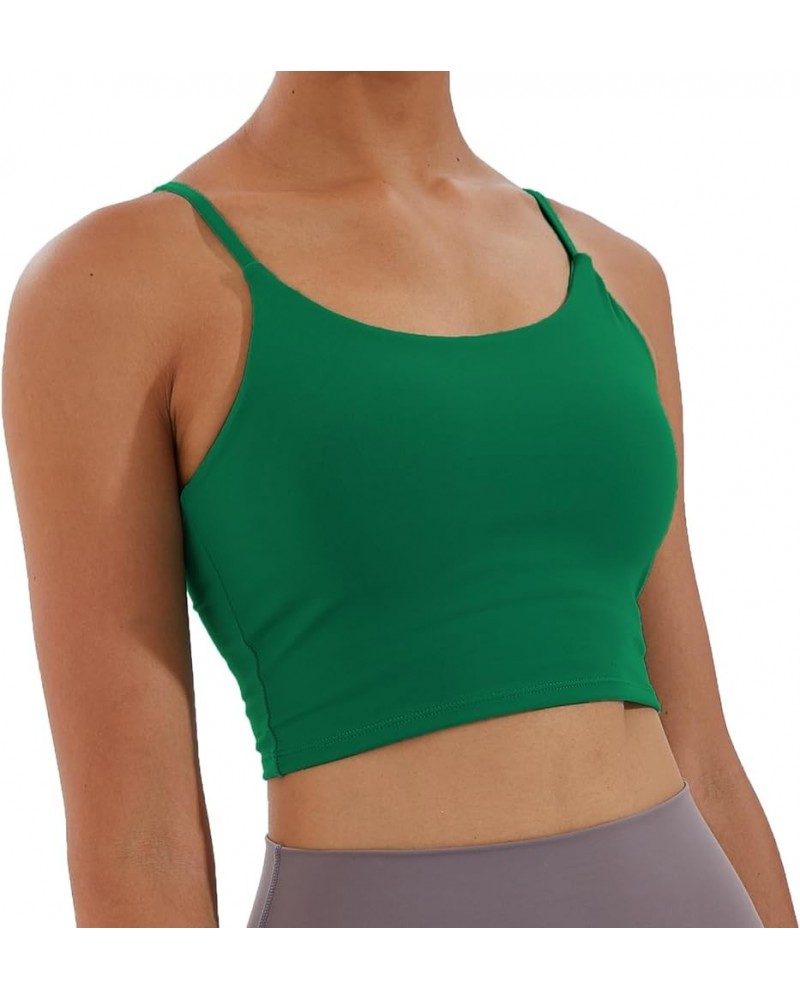 Women's Strappy Stretch Sports Bra Longline Yoga Tank Top Fitness Bra Workout Camisole Crop Tops for Teen Girl Verdant $11.27...