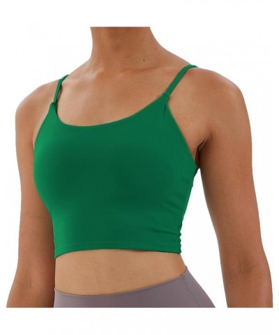 Women's Strappy Stretch Sports Bra Longline Yoga Tank Top Fitness Bra Workout Camisole Crop Tops for Teen Girl Verdant $11.27...