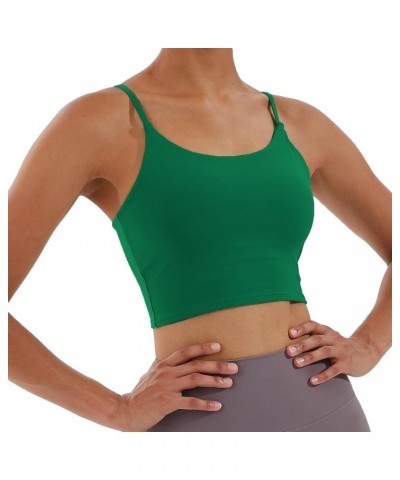 Women's Strappy Stretch Sports Bra Longline Yoga Tank Top Fitness Bra Workout Camisole Crop Tops for Teen Girl Verdant $11.27...