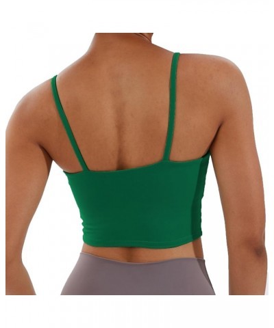 Women's Strappy Stretch Sports Bra Longline Yoga Tank Top Fitness Bra Workout Camisole Crop Tops for Teen Girl Verdant $11.27...