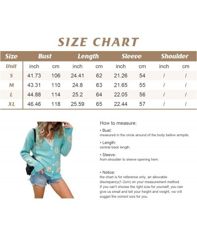 Women's Cute Daisy Printed Long Sleeve Button Down Jacquard Knit V-Neck Cardigan Sweater Tops in Polyester Apricot $18.32 Swe...