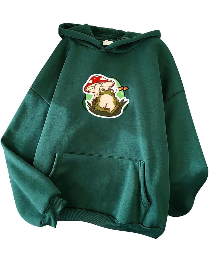 Women's Hoodie Sweatshirt Long Sleeve Kawaii Frog Graphic Sweatshirt Teen Girls Cute Casual Pullover Tops with Pockets Cute H...