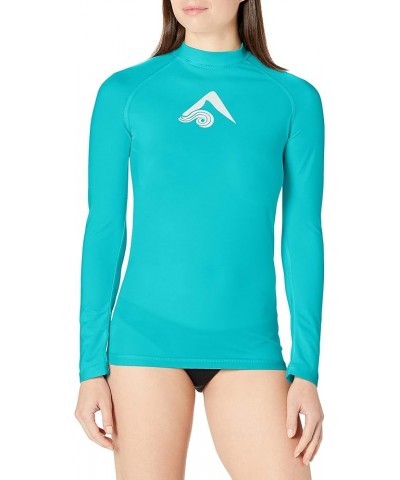 Women's Keri Long-Sleeve UPF 50+ Rashguard Aqua $12.65 Swimsuits