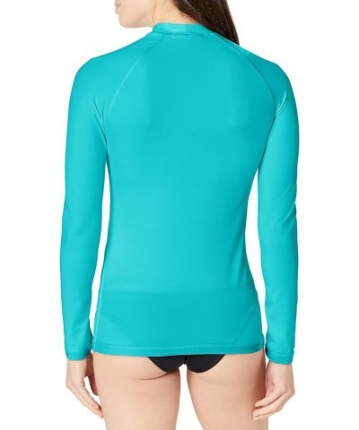 Women's Keri Long-Sleeve UPF 50+ Rashguard Aqua $12.65 Swimsuits