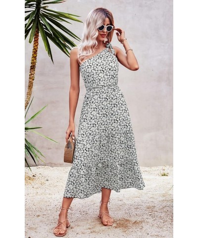 Maxi Dress for Women Cap Sleeve Boho Dress V Neck Long Dresses Blak/White $18.45 Dresses