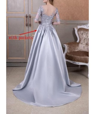 Mother of The Bride Dresses Satin Appliques - Formal Evening Dress V Neck 3/4 Sleeves Dusty Blue $40.70 Dresses