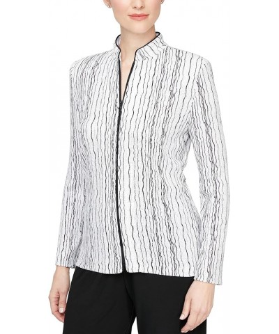 Women's Top and Jacket Set White Black Vertical $41.33 Suits