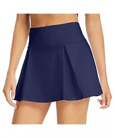 Tennis Skirts for Women with Pockets Elastic Shorts Athletic Golf Skorts Activewear Running Workout Sports Short Skirt B Navy...