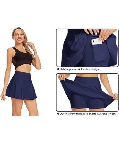 Tennis Skirts for Women with Pockets Elastic Shorts Athletic Golf Skorts Activewear Running Workout Sports Short Skirt B Navy...