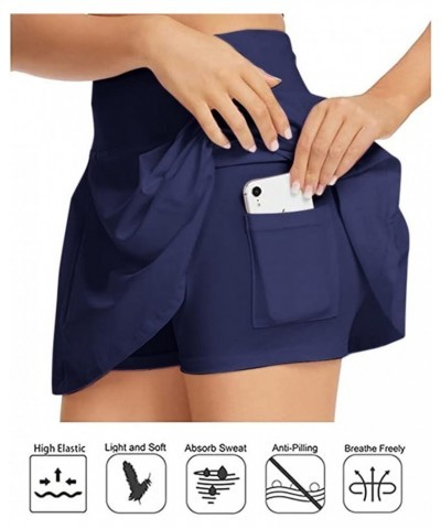 Tennis Skirts for Women with Pockets Elastic Shorts Athletic Golf Skorts Activewear Running Workout Sports Short Skirt B Navy...