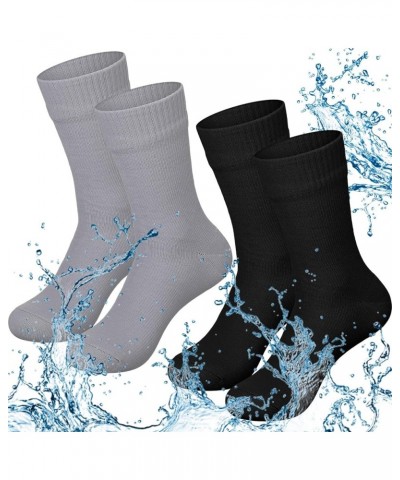 2 Pairs Waterproof Socks Unisex Waterproof Breathable Socks Outdoor Skiing Hiking Wading Fishing Socks for Men Women Light Gr...