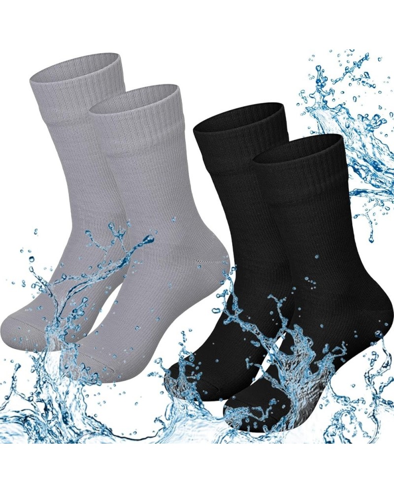 2 Pairs Waterproof Socks Unisex Waterproof Breathable Socks Outdoor Skiing Hiking Wading Fishing Socks for Men Women Light Gr...