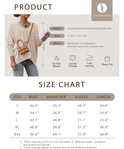 Womens Oversized V Neck Sweaters Casual Long Sleeve Soft Ribbed Knit Split Fall Pullover Jumper Tops Black $9.05 Sweaters