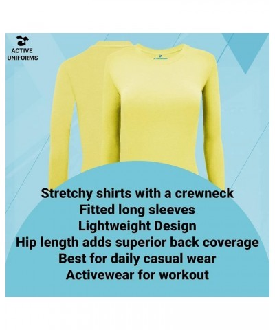 Women's Under Scrub Tee Crew Neck Long Sleeve T-Shirt 5- Pack Light Green $26.74 Underwear