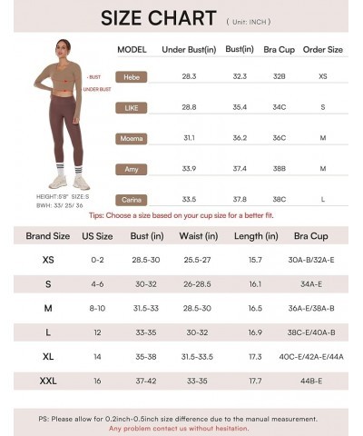 Womens Long Sleeve Shirts Workout Crop Tops Yoga Tee Built in Bra Mild Support Cream Feeling Athletic Top U-Neck Coffee $16.1...