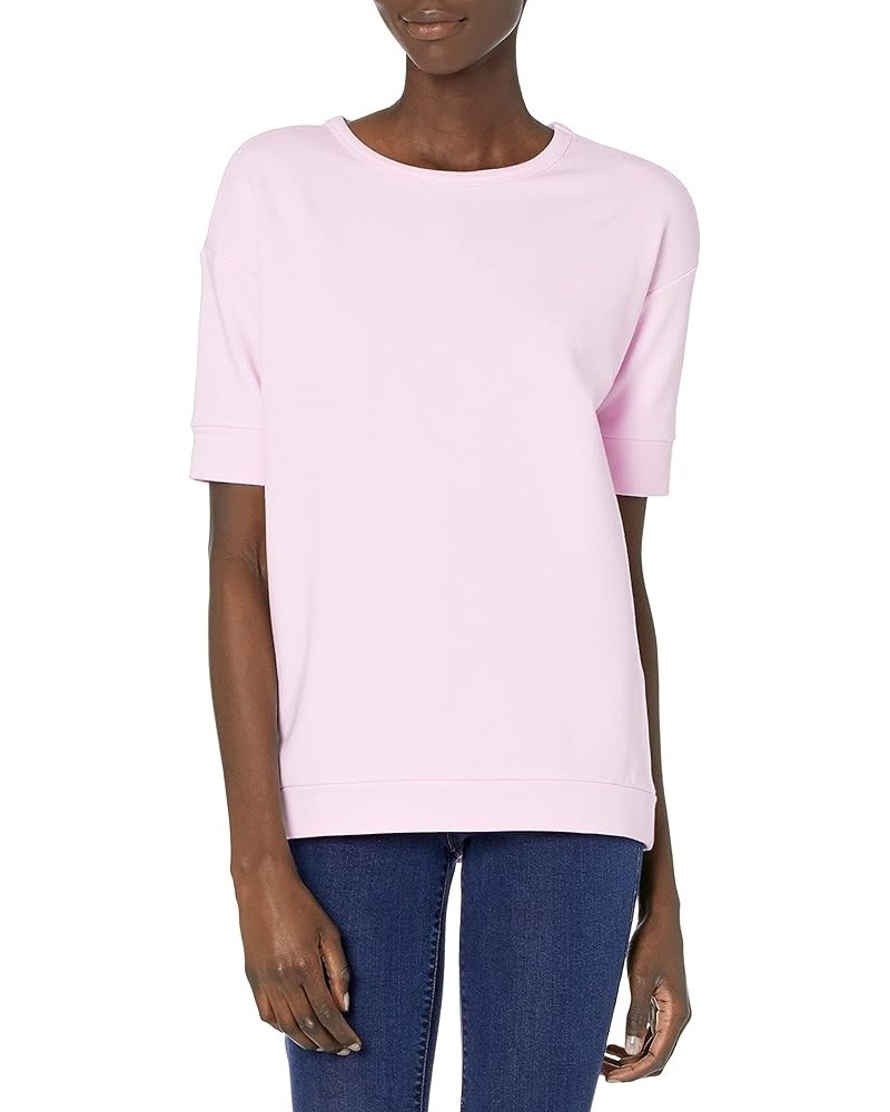 Women's Terry Cotton and Modal Slouchy Short-Sleeve Sweatshirt Dusty Pink $16.75 Hoodies & Sweatshirts