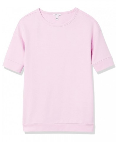 Women's Terry Cotton and Modal Slouchy Short-Sleeve Sweatshirt Dusty Pink $16.75 Hoodies & Sweatshirts