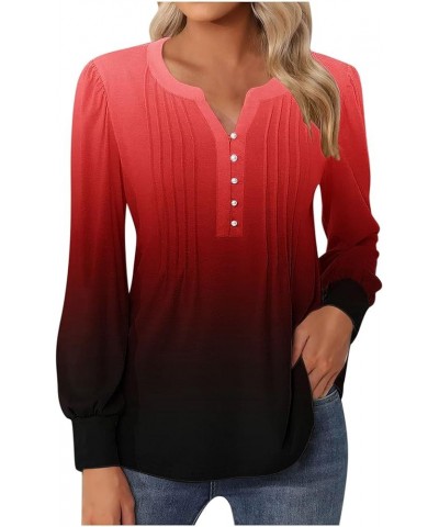 Women's Western Shirts Aztec Ethnic Floral Long Sleeve Pleated Tops Dressy Button Down V Neck Blouse 2024 Spring Tunic Tshirt...