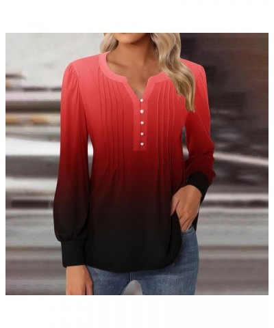 Women's Western Shirts Aztec Ethnic Floral Long Sleeve Pleated Tops Dressy Button Down V Neck Blouse 2024 Spring Tunic Tshirt...