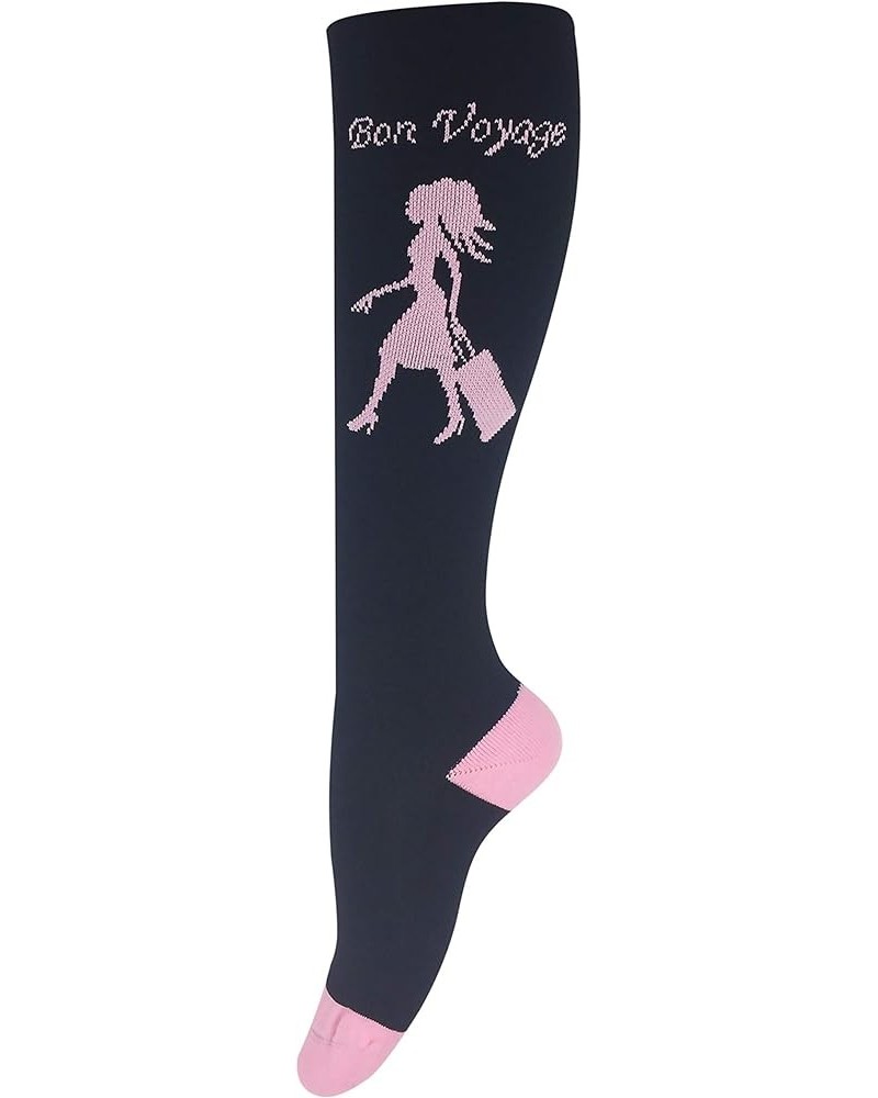 Travel Compression Socks for Women & Men, 20-30 mmHg, Graduated Compression for Flight Travel Black-pink $10.53 Activewear