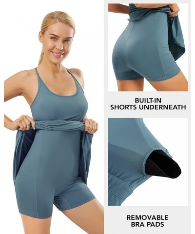 Womens Tennis Dress Workout Dress with Built-in Bra& Shorts with Pockets Golf Dress for Exercise Athletic Turquoise Blue $11....