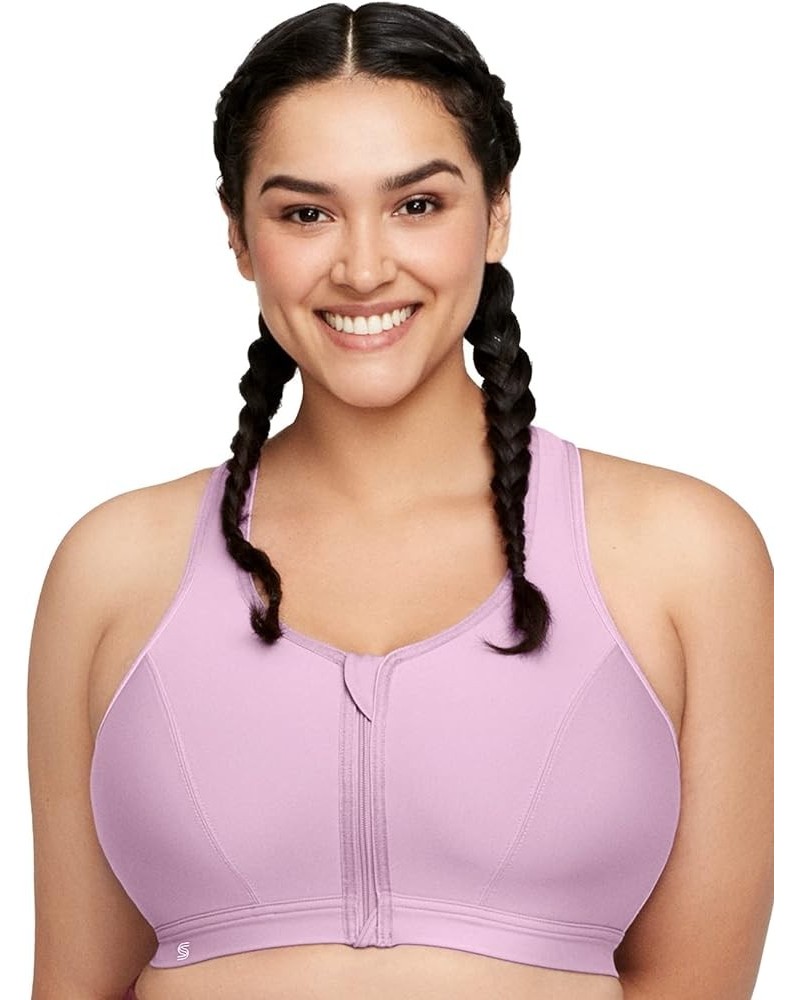 Women's Plus Size Zip Up Front-Close Sports Bra Wirefree 9266 Lavender $30.63 Lingerie