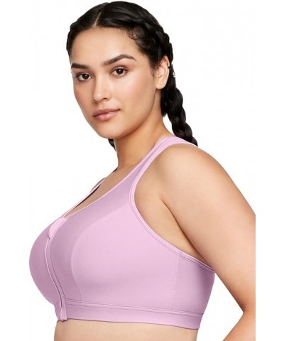 Women's Plus Size Zip Up Front-Close Sports Bra Wirefree 9266 Lavender $30.63 Lingerie