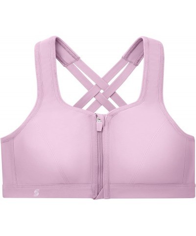 Women's Plus Size Zip Up Front-Close Sports Bra Wirefree 9266 Lavender $30.63 Lingerie