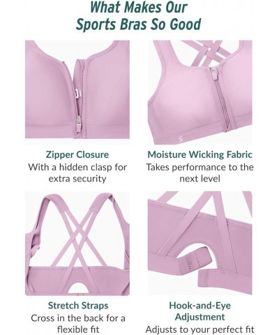 Women's Plus Size Zip Up Front-Close Sports Bra Wirefree 9266 Lavender $30.63 Lingerie